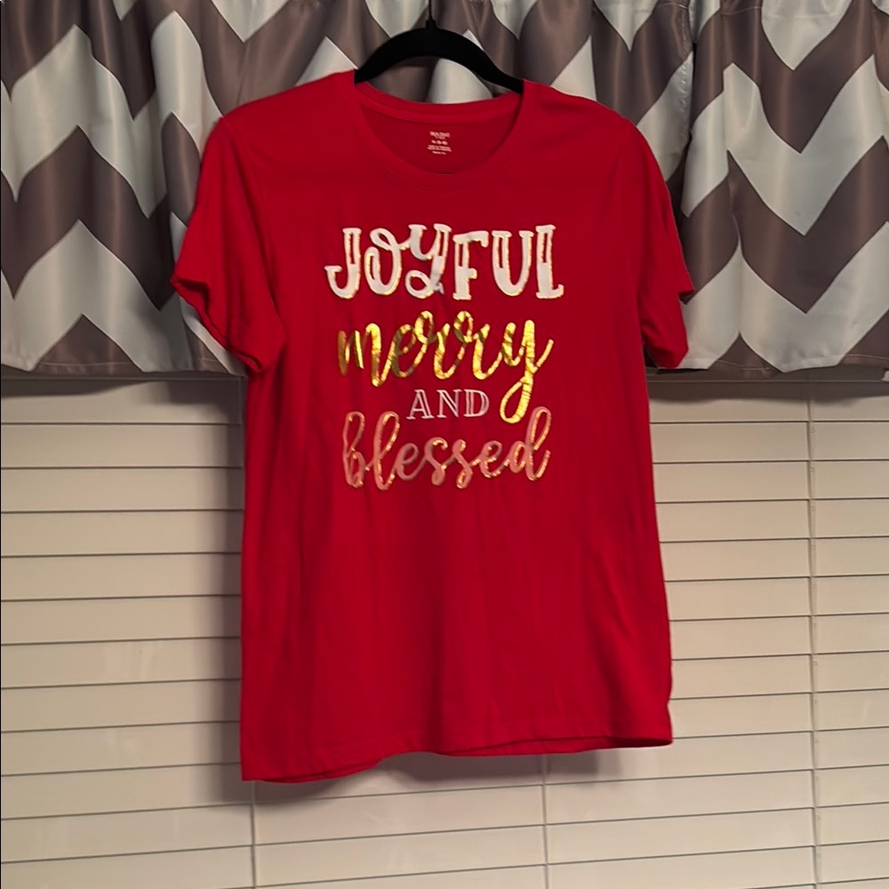 Red Joyful Merry and Blessed T-Shirt